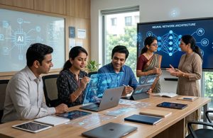 AI for educators - teachers collaborating using AI tools in real classroom setting