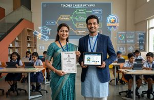 Teacher certification in India 2026 - certified teachers receiving credentials in school